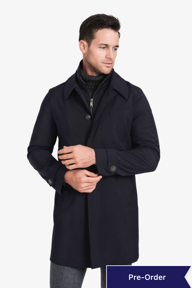 Tech Wool Raincoat, Navy – Norwegian Wool