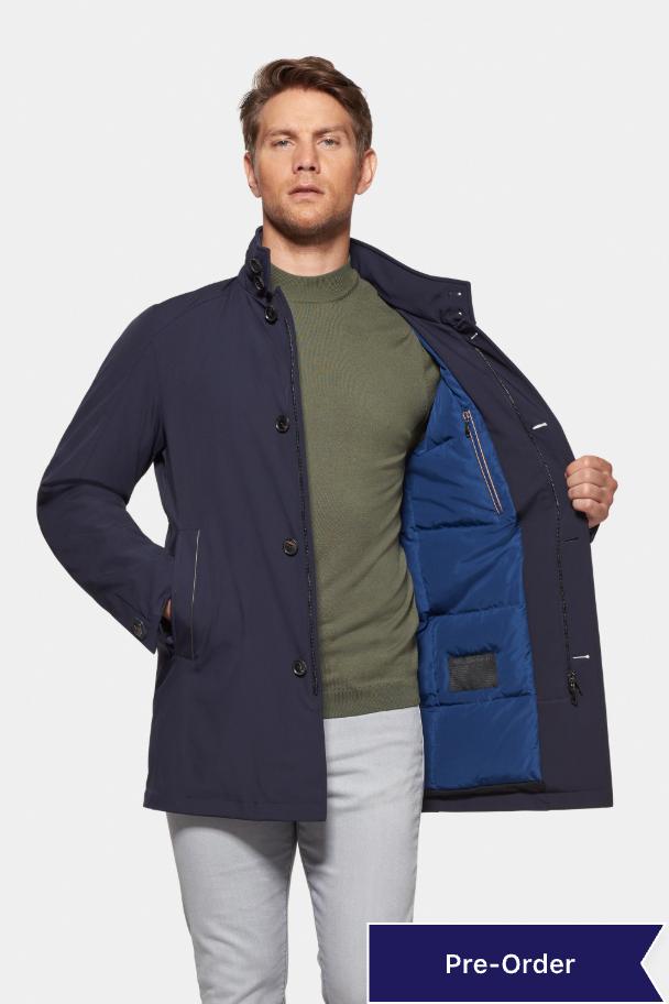 Down Lined Traveler Coat Navy | Made in Italy – Norwegian Wool