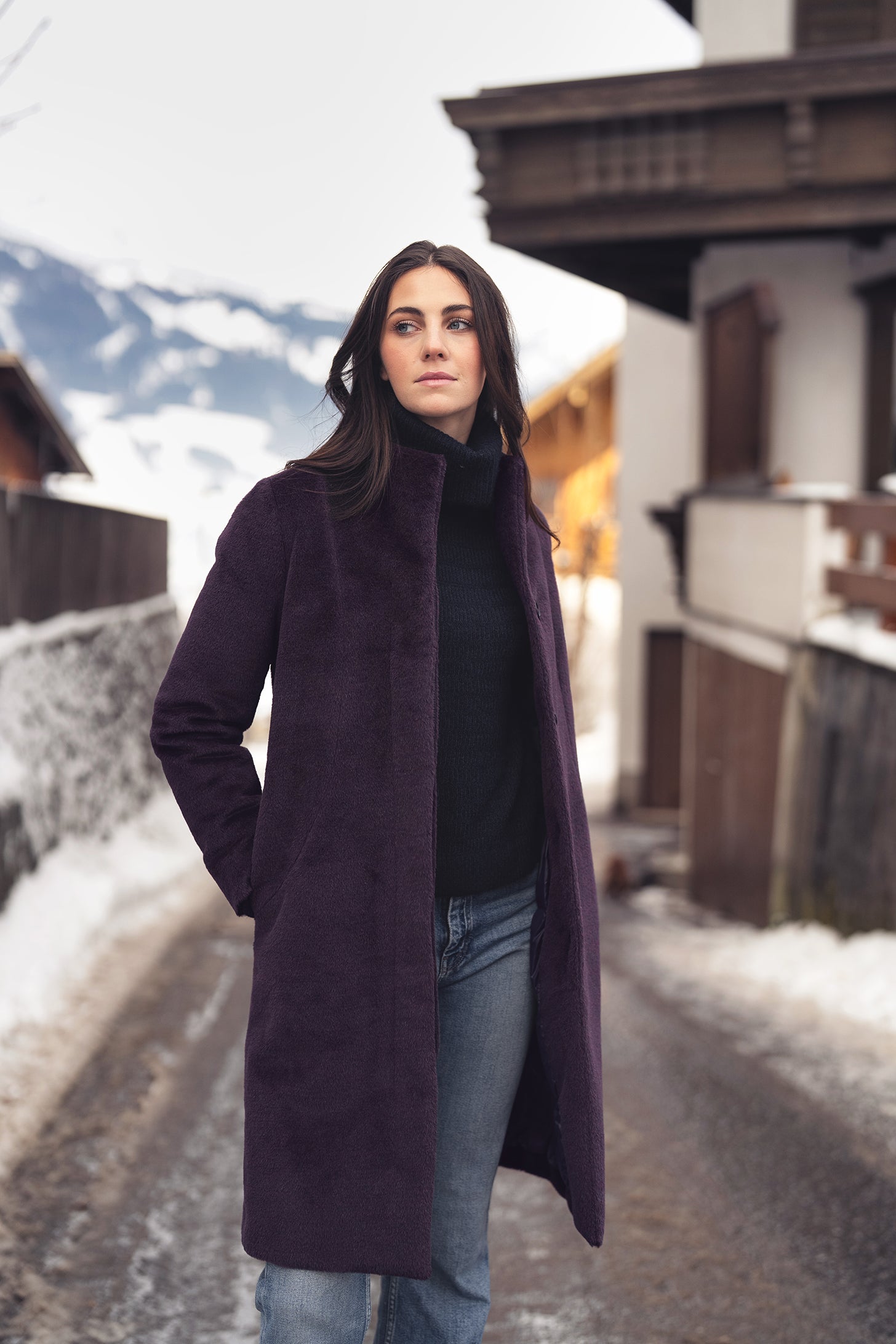 Alpaca Stand Collar Coat - Limited Production, Plum – Norwegian Wool